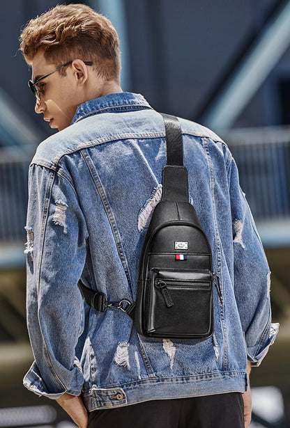 Men's Leather Casual Sling Chest Bag - skyjackerz