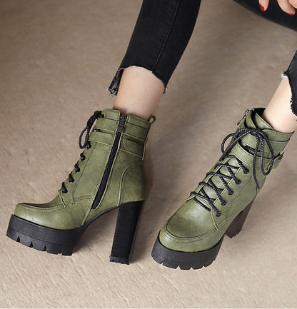 Women's Lace-Up Motorcycle Booties - skyjackerz