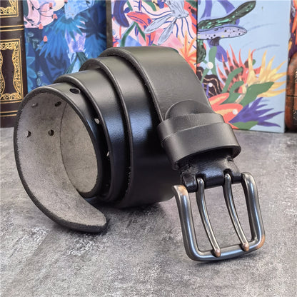 Black-B / 95 cm Retro Style Genuine Leather Belt for Men - skyjackerz