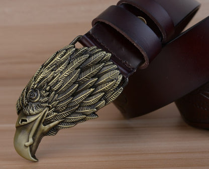 Style 1 - Black / 100 cm Designer Vintage Leather Belt for Men - Eagle Design - skyjackerz