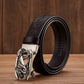 Silver - Black / 100 cm Dragon Z Automatic Embossed Leather Belt For Men - skyjackerz