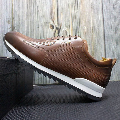 Men's Leather Lace-Up Sneakers - skyjackerz