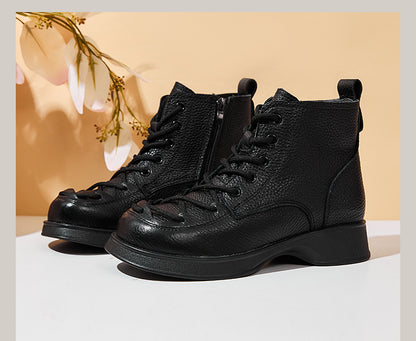 Women's Cross Lace-Up Leather Boots - skyjackerz