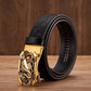 Gold - Coffee / 100 cm Dragon Z Automatic Embossed Leather Belt For Men - skyjackerz