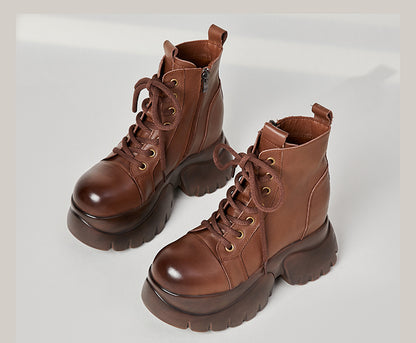 Women's Real Cow Leather Retro Boots - skyjackerz