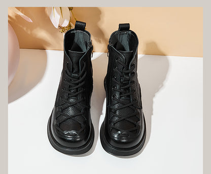 Women's Cross Lace-Up Leather Boots - skyjackerz