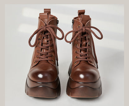 Women's Real Cow Leather Retro Boots - skyjackerz