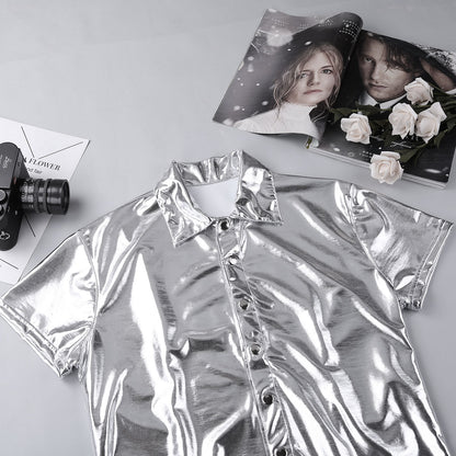Men's Leather Metallic Club Top - skyjackerz