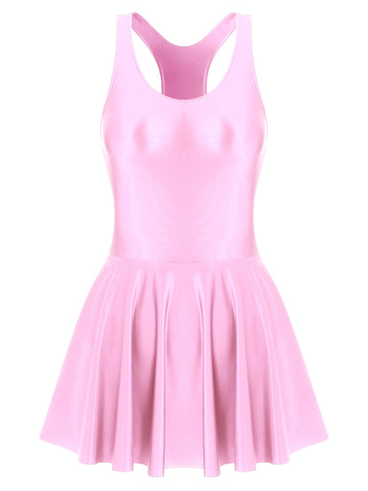 Women Leather Leotard Party Dress - skyjackerz