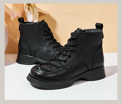 Women's Cross Lace-Up Leather Boots - skyjackerz
