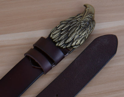 Style 1 - Black / 100 cm Designer Vintage Leather Belt for Men - Eagle Design - skyjackerz