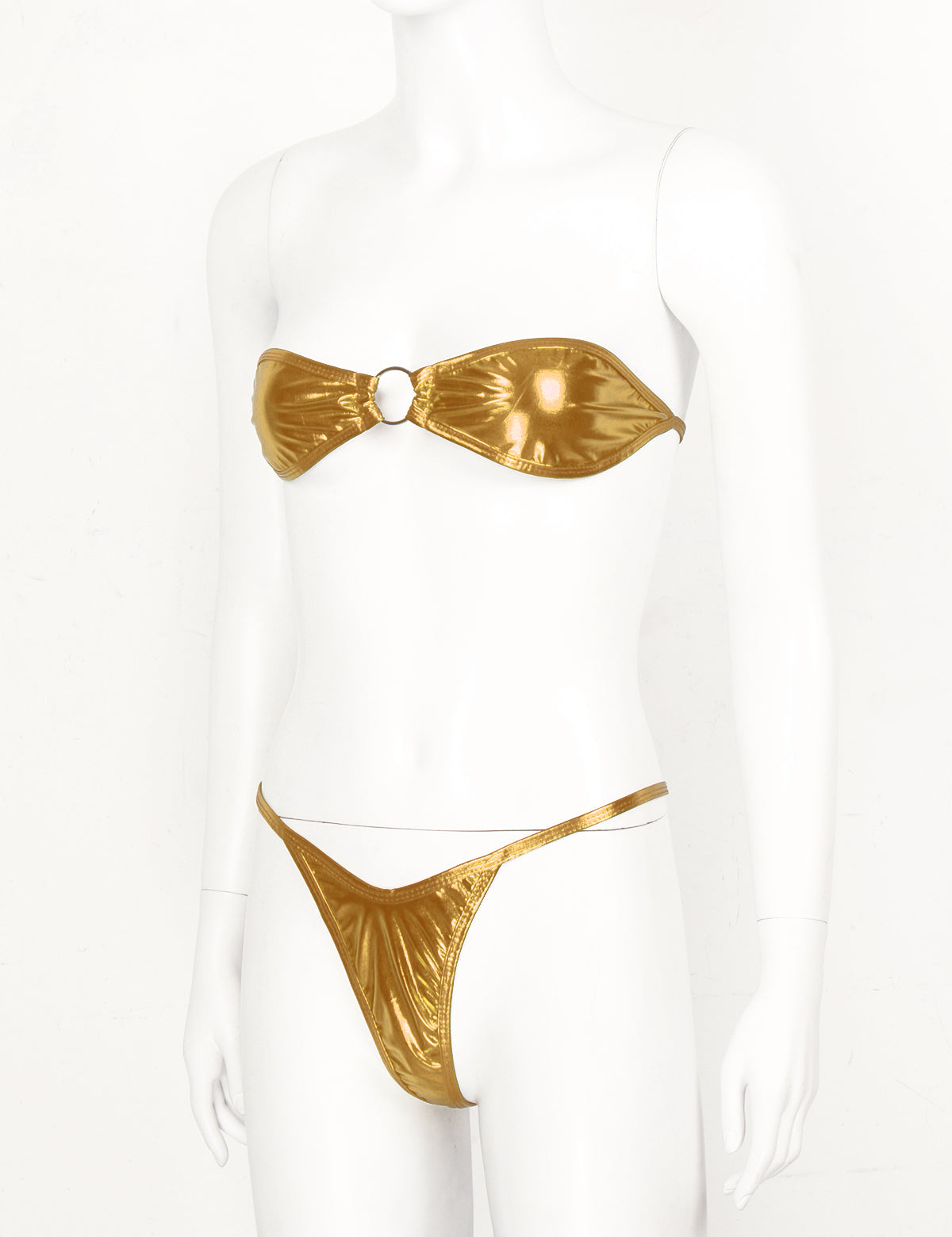 Women's Shiny Leather Bikini Set - skyjackerz