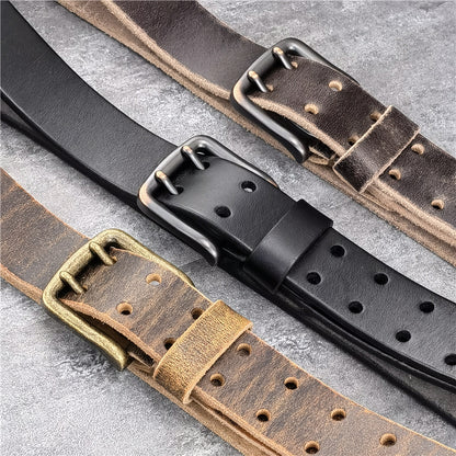 Black-B / 95 cm Retro Style Genuine Leather Belt for Men - skyjackerz