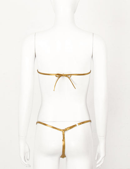 Women's Shiny Leather Bikini Set - skyjackerz