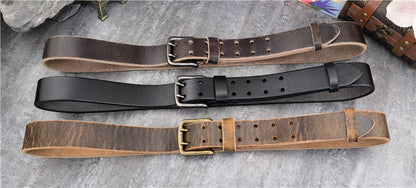 Black-B / 95 cm Retro Style Genuine Leather Belt for Men - skyjackerz