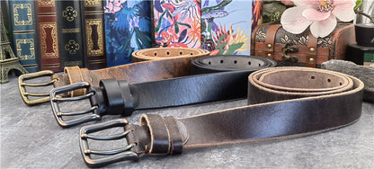 Black-B / 95 cm Retro Style Genuine Leather Belt for Men - skyjackerz