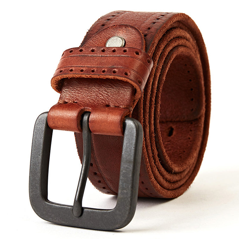 Brown / 105 cm Vintage Leather Waistband Belt for Men - skyjackerz