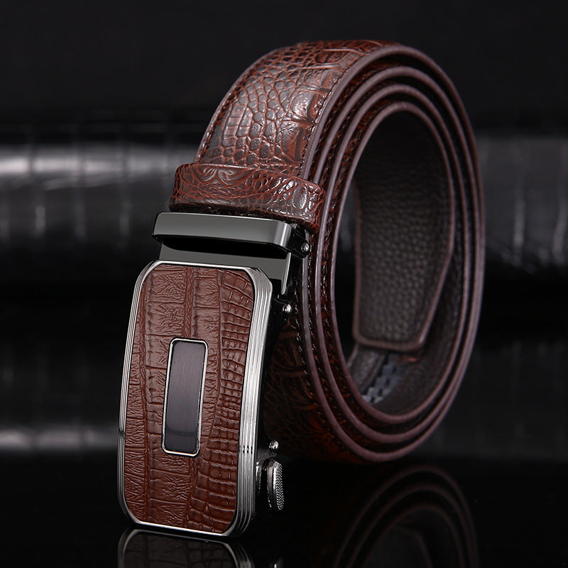 3 / 105 cm Men's Designer Automatic Leather Belt - skyjackerz