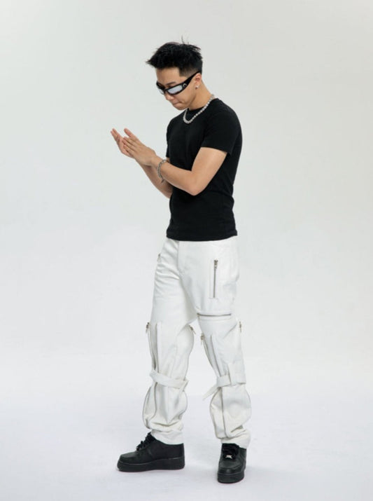 White / S Men's Luxury Designer Leather Pants - skyjackerz