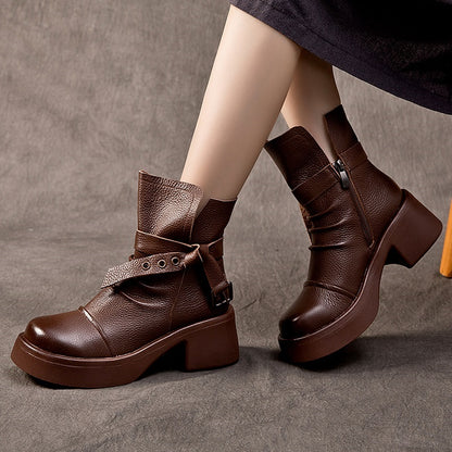 Retro Chunky Platform Mid-Calf Boots - skyjackerz
