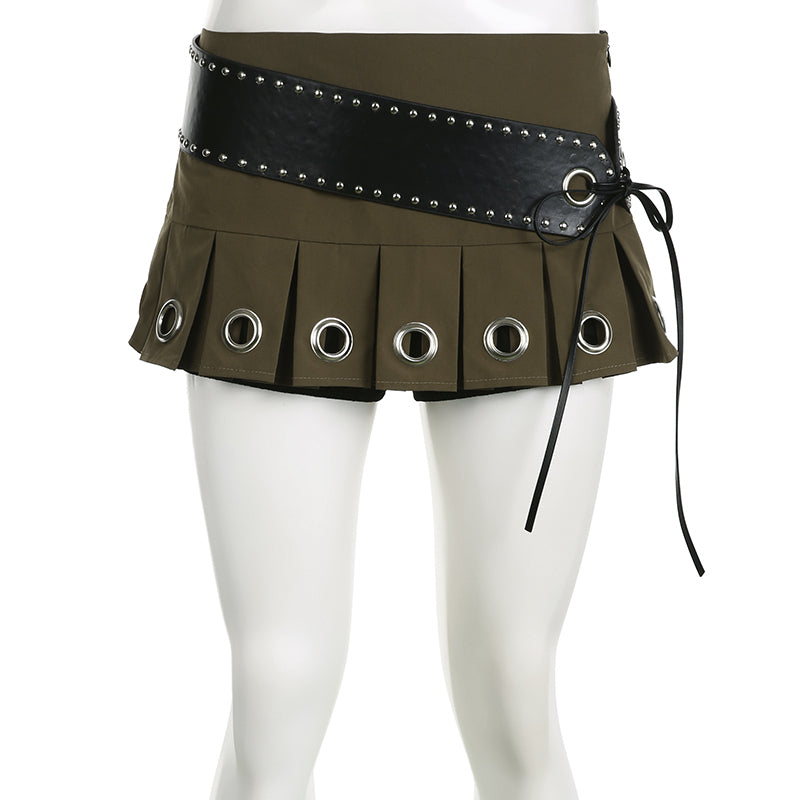 Women Leather Vintage Mini Skirt - skyjackerz