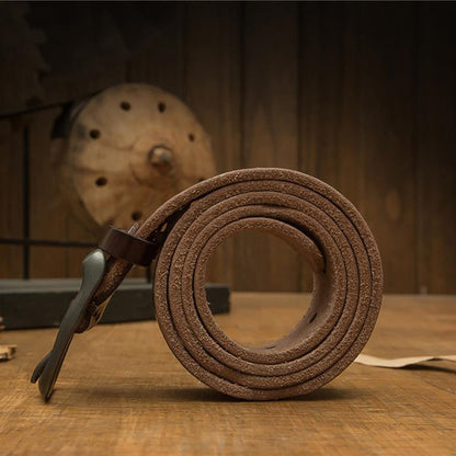 Dark Brown / 120 cm Handmade Leather Belt for Men - skyjackerz