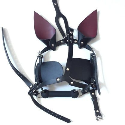 Women's Leather Pony Girl Mask - skyjackerz