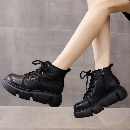 Black / 5 Chunky Platform Wedges Heel Boots - skyjackerz