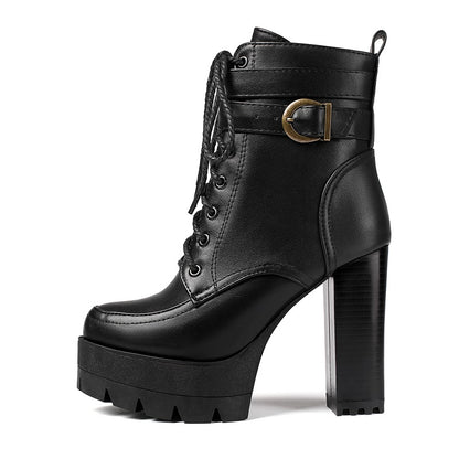 Women's Lace-Up Motorcycle Booties - skyjackerz