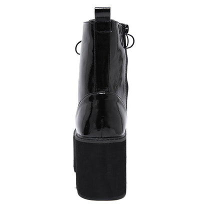 Women's Black Leather Ankle Boots - skyjackerz