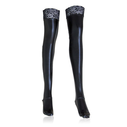 Women's Faux Leather Long Stockings - skyjackerz