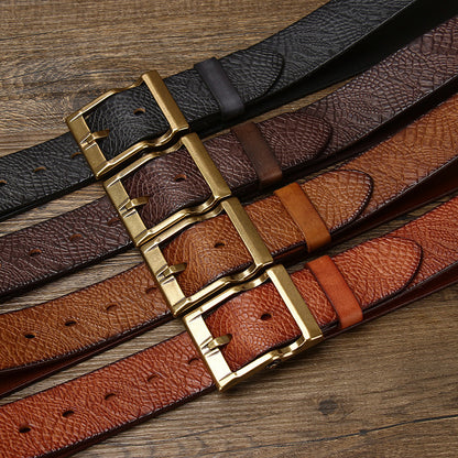 Black / 105 cm Men's Wide Leather Belt for Jeans - skyjackerz