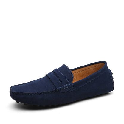 Dark Blue / 6.5 Men's Moccasins Lightweight Leather Loafers - skyjackerz