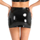 Women's Black Wet Look Mini Skirt - skyjackerz