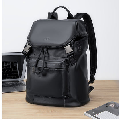 Black Men's Leather Large Water-Resistant Bag - skyjackerz