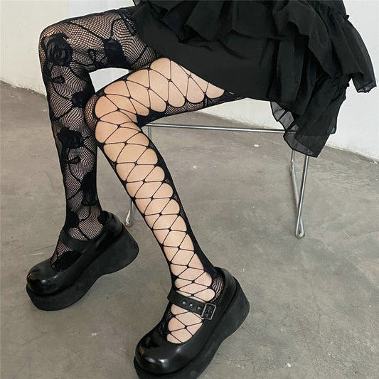 Lolita Mesh Tights with Pattern - skyjackerz