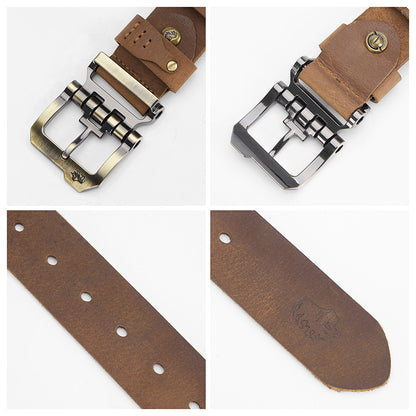 Coffee / 120 cm Men's Luxury Pin Buckle Leather Belt - skyjackerz