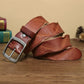 Red Brown / 105 cm Old Retro Fold Leather Belt For Men - skyjackerz