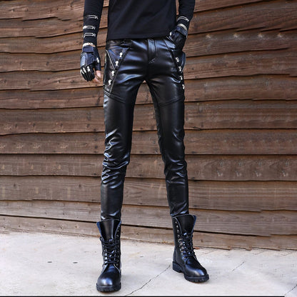 27 Men's Hipster Motorcycle Leather Pants - skyjackerz