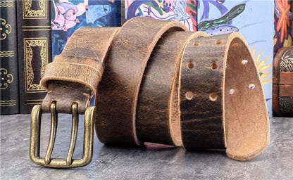 Black-B / 95 cm Retro Style Genuine Leather Belt for Men - skyjackerz