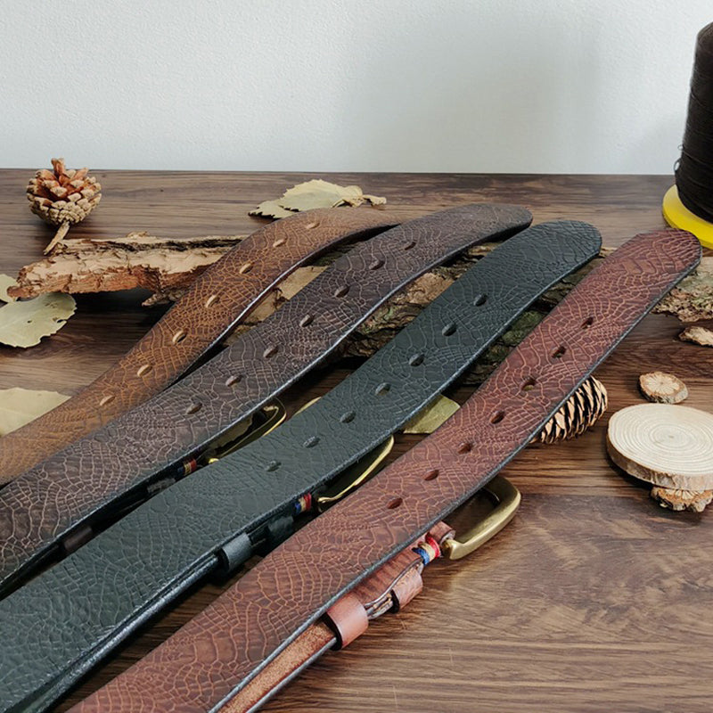 Serpentine Strap Pin Buckle Leather Belt For Men - skyjackerz