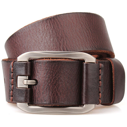 Brown / 105 cm Men's Casual Belt - Natural Genuine Leather - skyjackerz