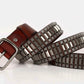 Red Brown / 105 cm Men's Leather Heavy Metal Rivet Belt - skyjackerz