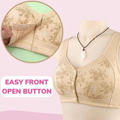 Beige / L Cotton Front Closure Bra - skyjackerz