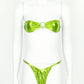 Fluorescent Green Women's Shiny Leather Bikini Set - skyjackerz