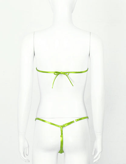 Women's Shiny Leather Bikini Set - skyjackerz