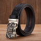 Silver- Coffee / 100 cm Evil Dragon Automatic Embossed Leather Belt For Men - skyjackerz