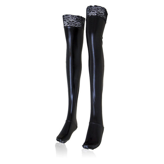 Women's Faux Leather Long Stockings - skyjackerz