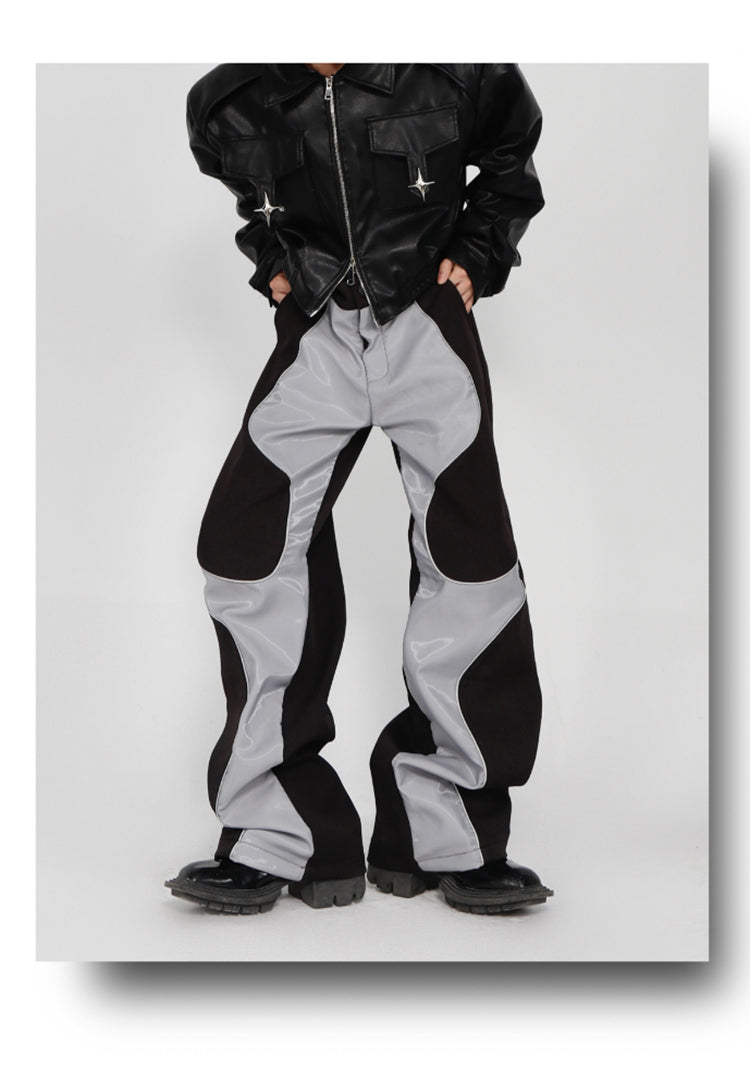 Men's Loose Fit Patchwork Leather Pants - skyjackerz