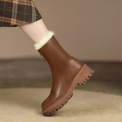 Women's Winter Leather Ankle Booties - skyjackerz